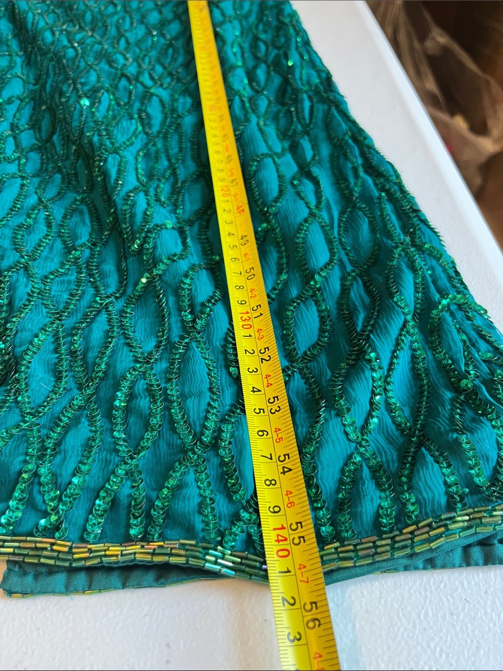 Laurence Kazar New York Emerald Green Silk Dress with Beading and Sequins - Picture 11 of 11